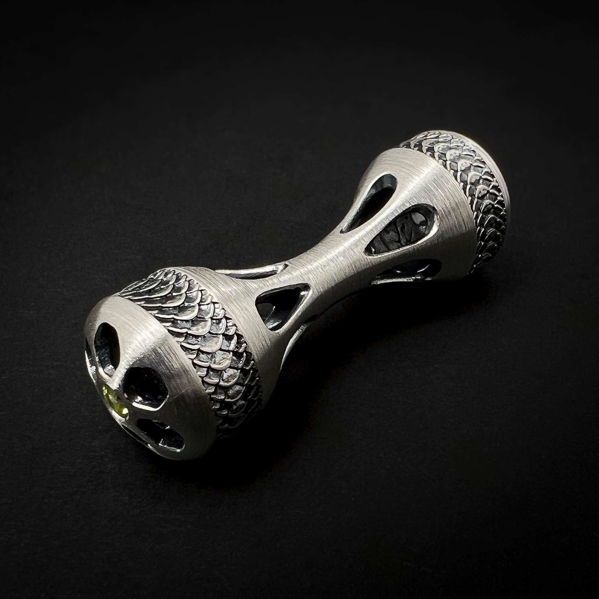 Cascade Knuckle Roller - Venom Edition - Brushed Sterling Silver with Peridot - Prototype #5