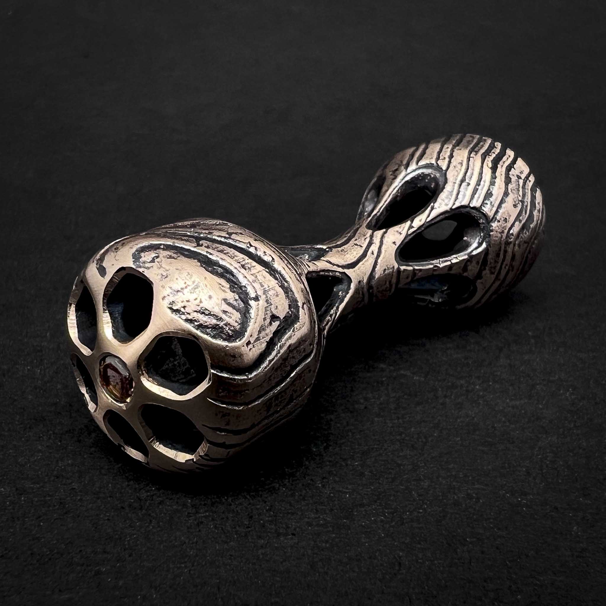 Cascade Knuckle Roller - Timber Edition - Satin Finished Bronze with Smoky Quartz - Prototype #11