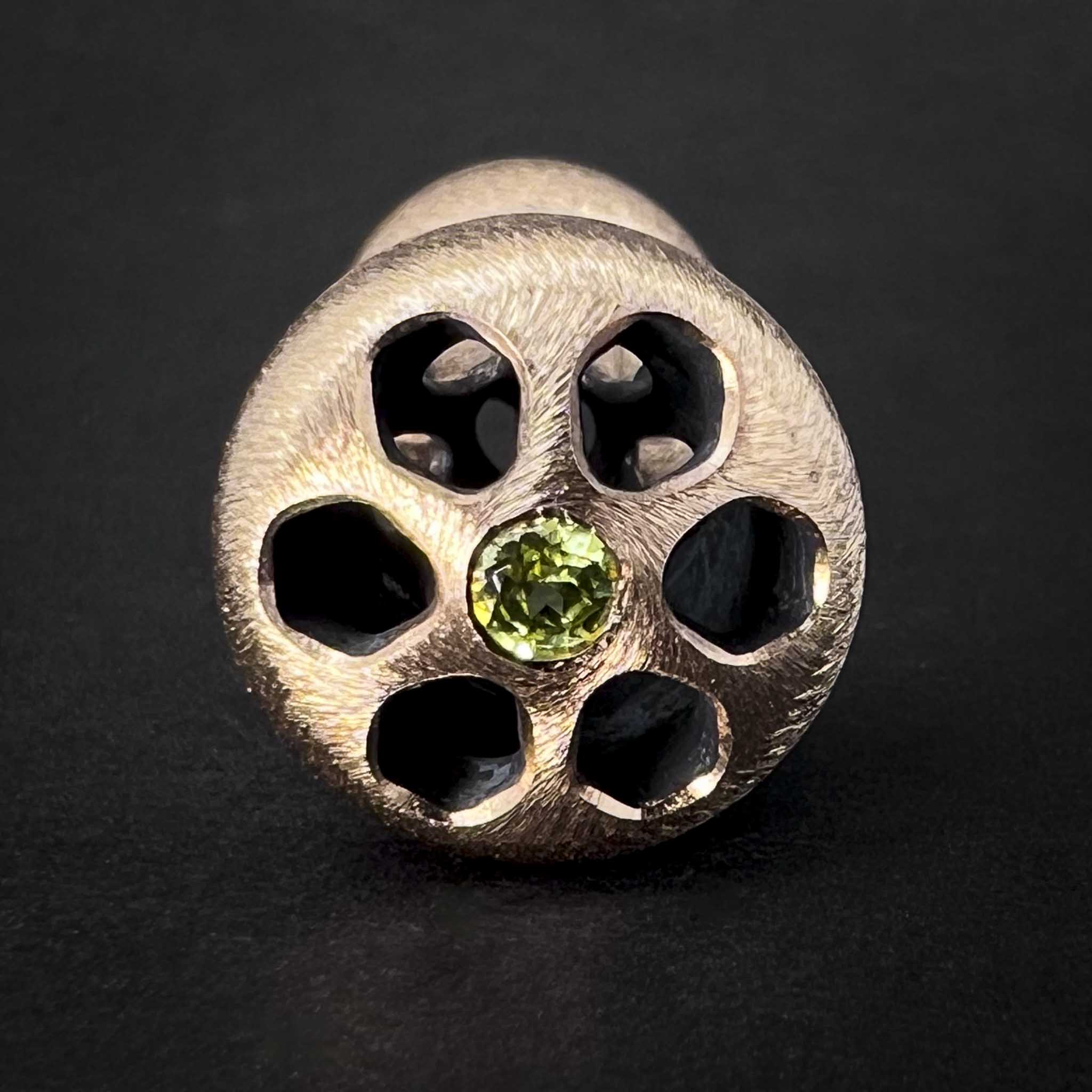 Cascade Knuckle Roller - Stone Finished Bronze with Peridot - Prototype #12