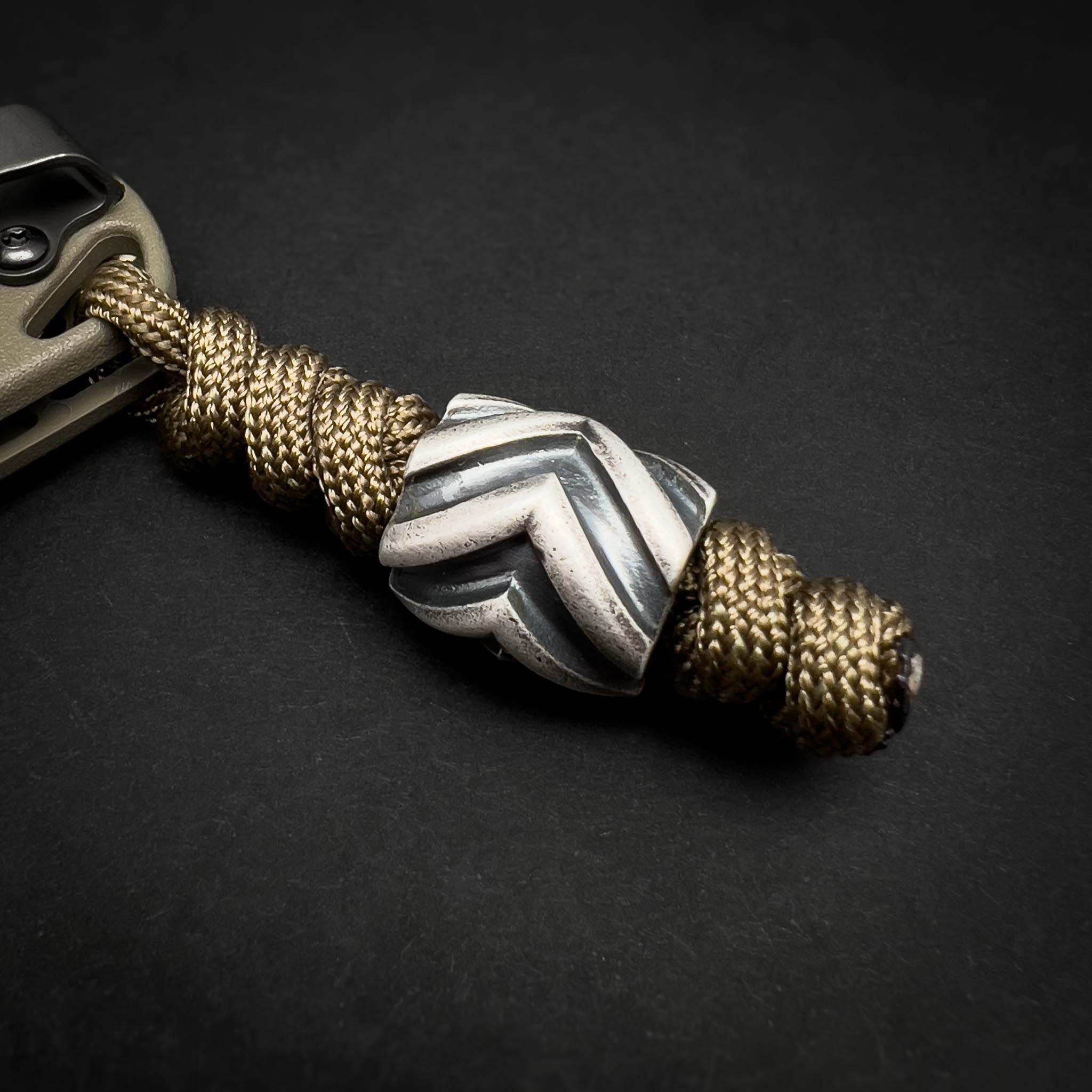 Chevron Lanyard Bead - Antique Finished Sterling Silver