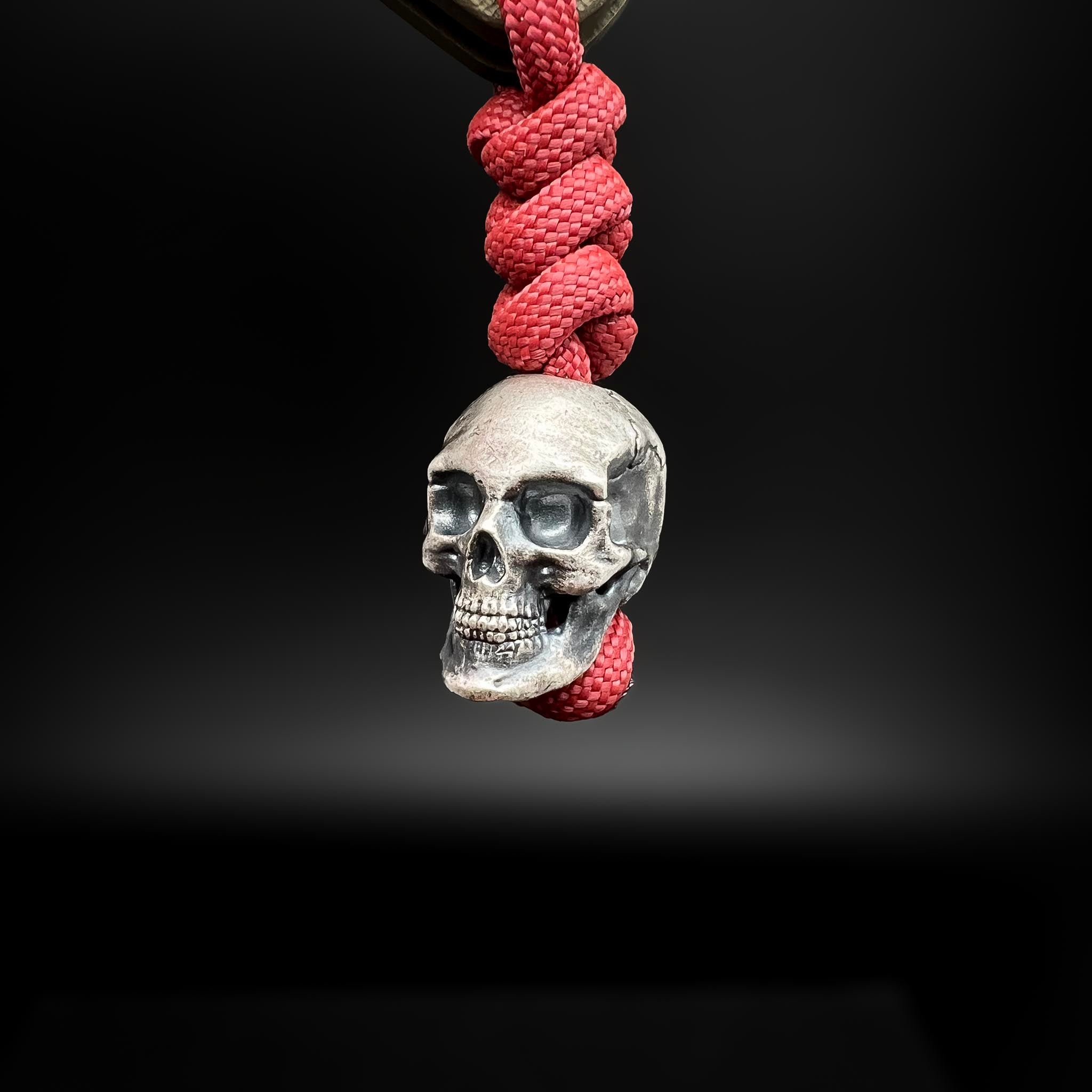 Calavera Lanyard Bead Aged Sterling Silver