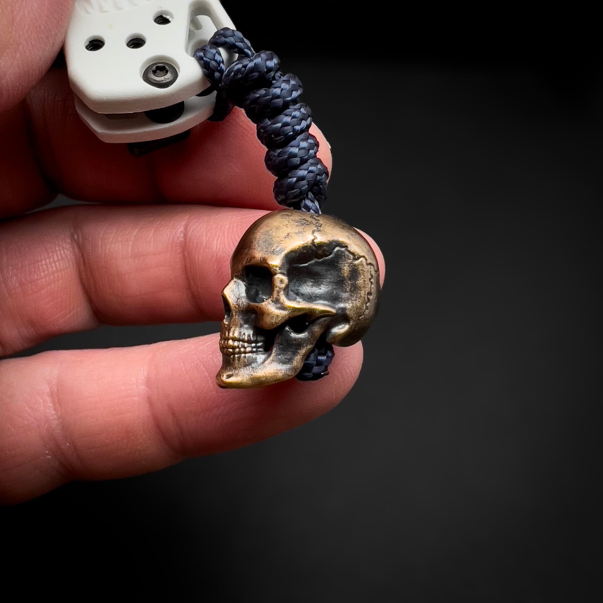 Mini Calavera Lanyard Bead - Antique Finished Bronze