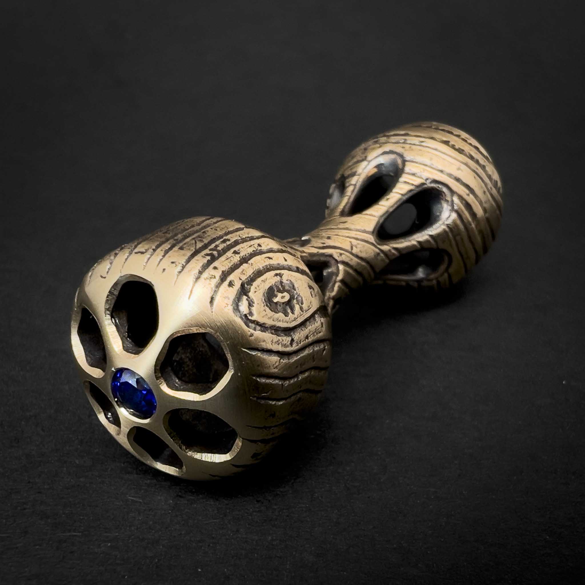 Cascade Knuckle Roller - Timber Edition - Prototype #15 - Satin Finished Bronze with Sapphire