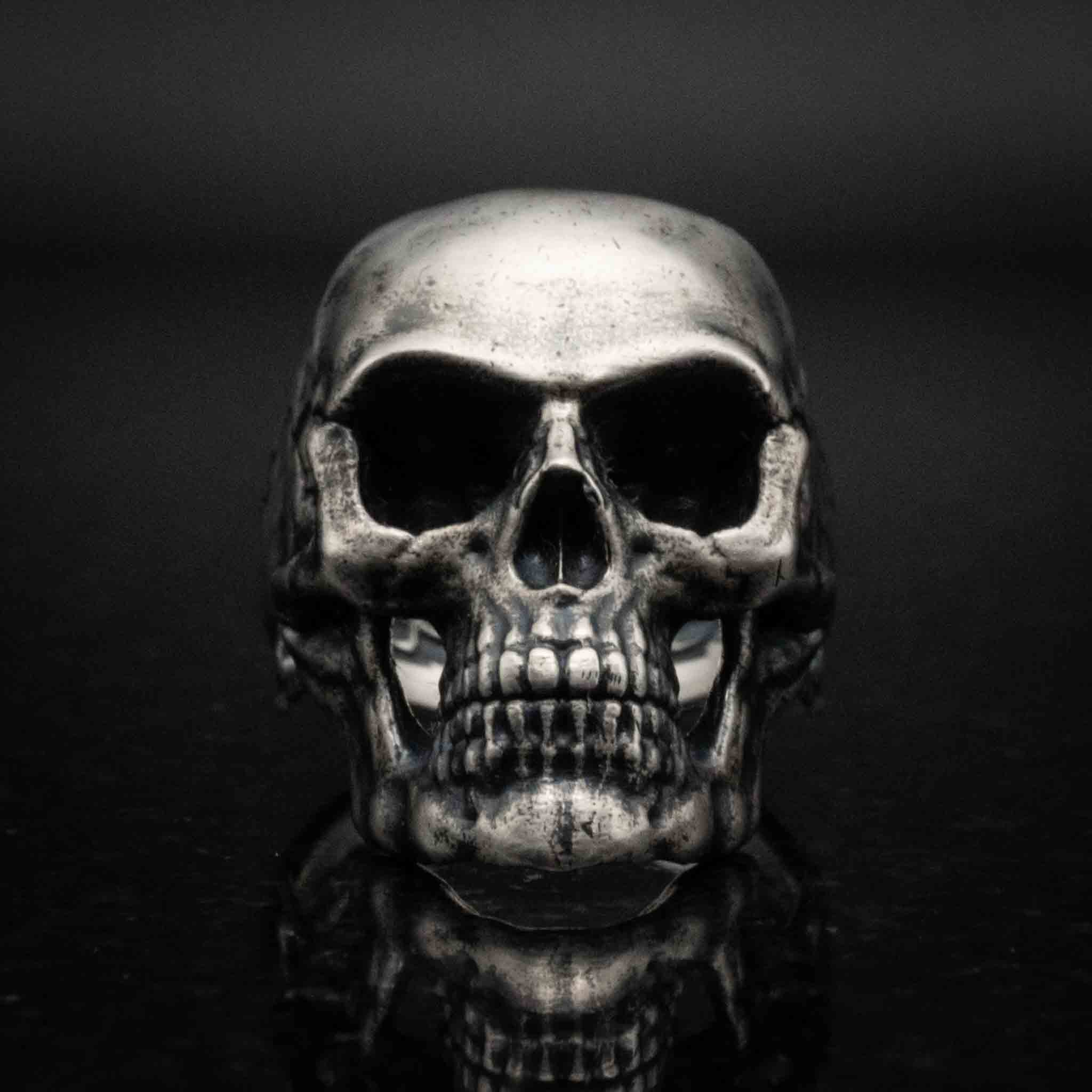 Realistic Skull Ring Sterling Silver